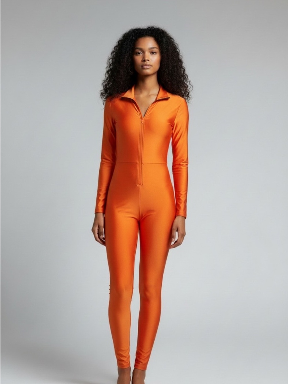 Orange Zip-Front Women's Jumpsuit